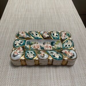 Vintage Capodimonte Italy Hand Painted Porcelain Cherub Ashtray